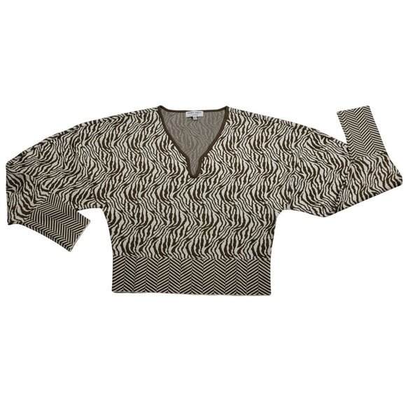 Esteban Cortazar Collective Sweater Women's Size XXL Olive & Cream Zebra Pattern - Picture 15 of 16